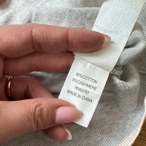 Lusso Cotton-Cashmere Blend Cardigan - Gray, Yellow & White - Size L - NWT - Picture 9 of 9